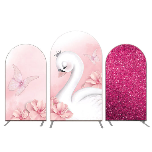 Photo of Pink Swan for Baby Show Birthday Personailzed Chiara Wall Backdrop