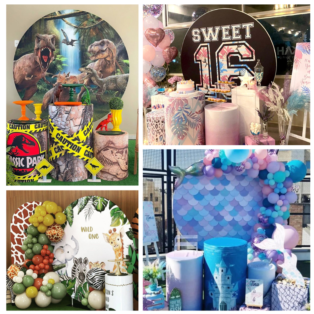 Custom Round Backdrop + Cylinder Covers