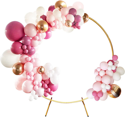 Round Backdrop Stand, 7.2FT Golden Balloon Arch Stand Kit, Wedding Arch Frame Stand for Baby Shower Birthday Party Graduation Decoration