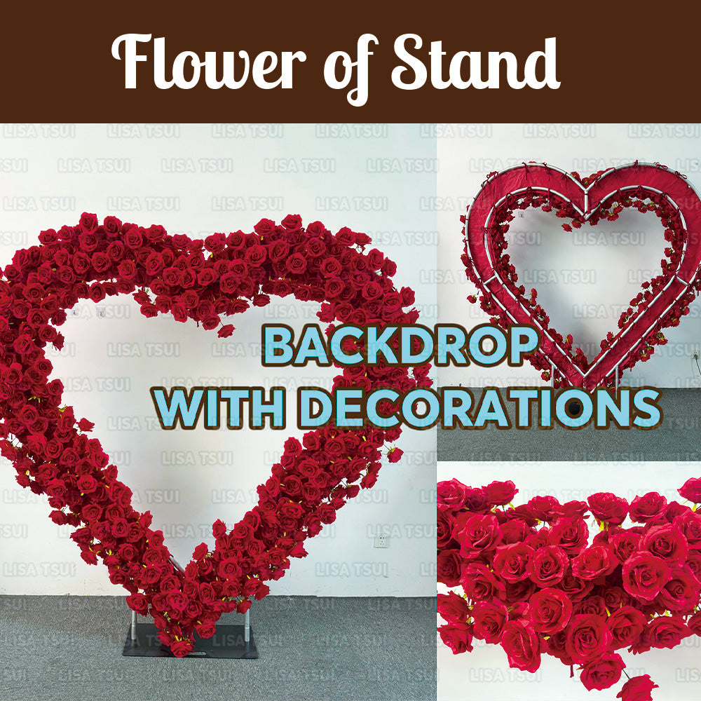 6.5ft Heart Shape Stand Arch Backdrop Loop Heart Flower Backdrop Stand