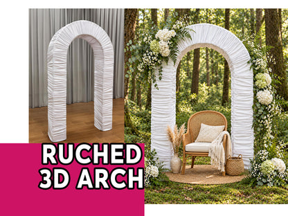 3D Arch Door Ruched Fabric Cover Arch Stand for Baby Shower Backdrop Wedding Decor
