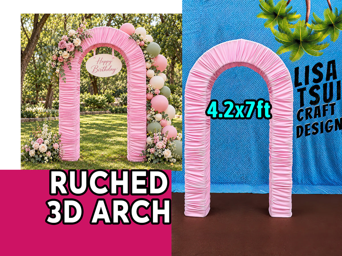 3D Arch Door Ruched Fabric Cover Arch Stand for Baby Shower Backdrop Wedding Decor