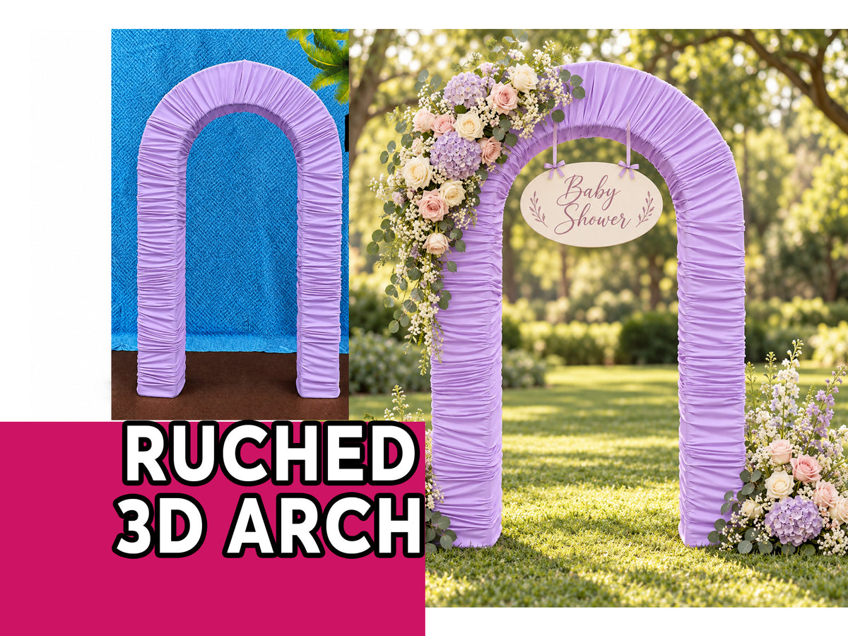 3D Arch Door Ruched Fabric Cover Arch Stand for Baby Shower Backdrop Wedding Decor