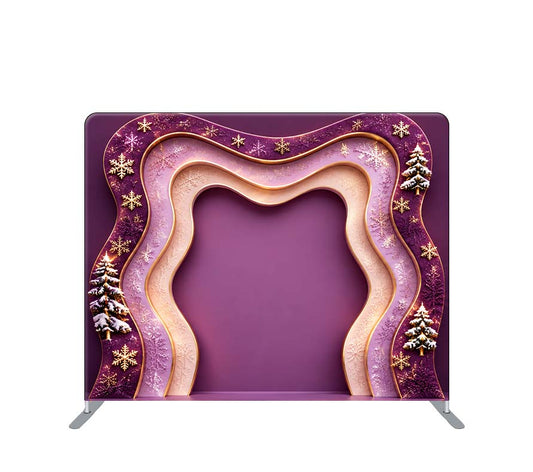 Pillowcase Tension Backdrop Christmas Waved Design Purple