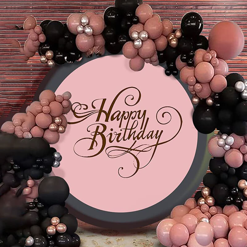 Solid Pink Birthday Round Backdrop Cover