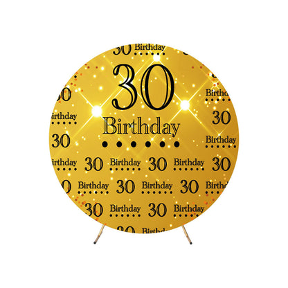 30th Birthday Golden Round Backdrop Cover