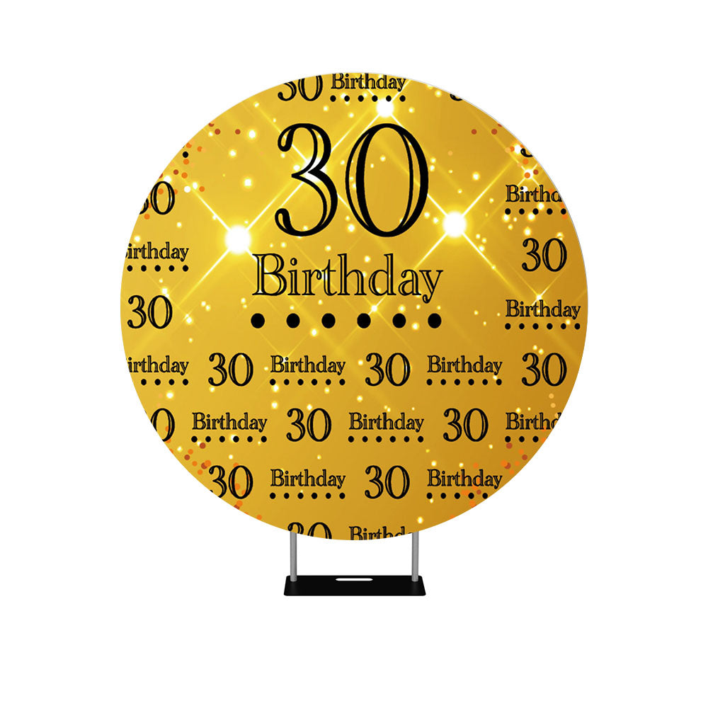 30th Birthday Golden Round Backdrop Cover