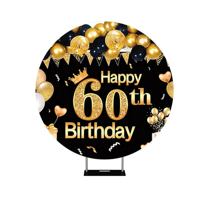 60th Birthday Golden Balloon Round Backdrop Cover