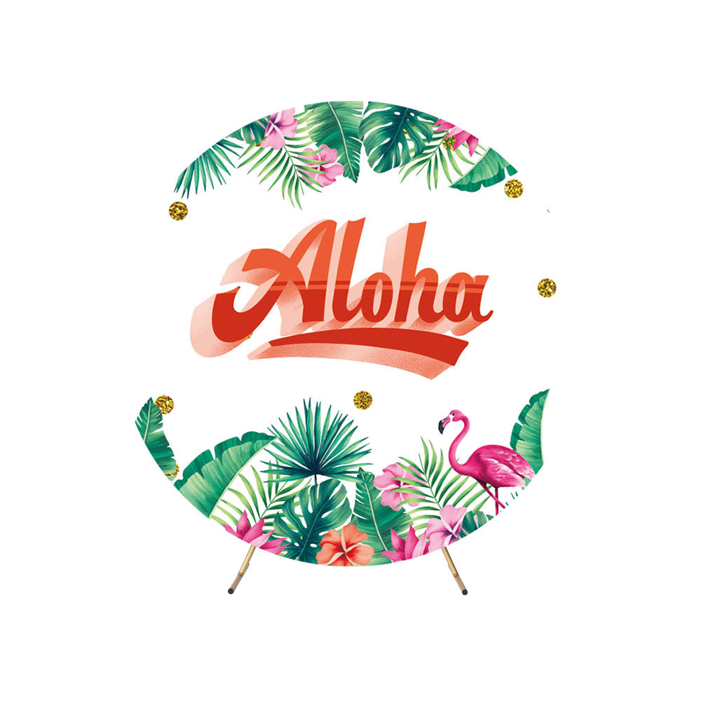 Aloha Summer Flamingo Round Backdrop Cover