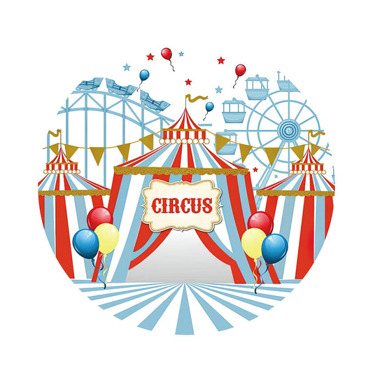 Amusement Park Circus Theme Brithday Round Backdrop Cover