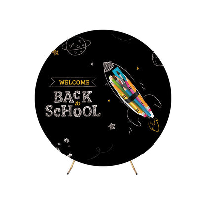 Back to School Chalk Drawing Round Backdrop Cover