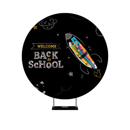 Back to School Chalk Drawing Round Backdrop Cover