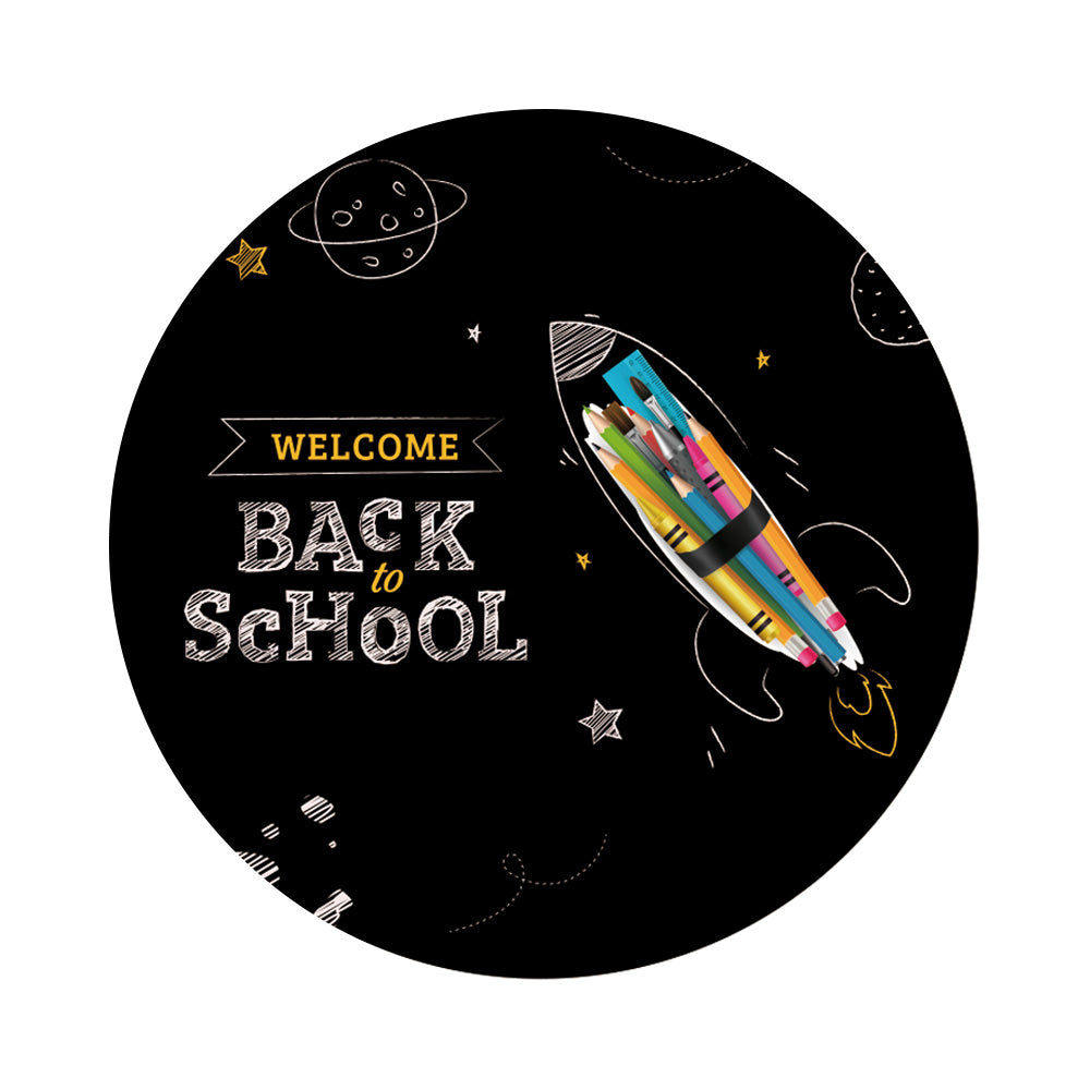 Back to School Chalk Drawing Round Backdrop Cover