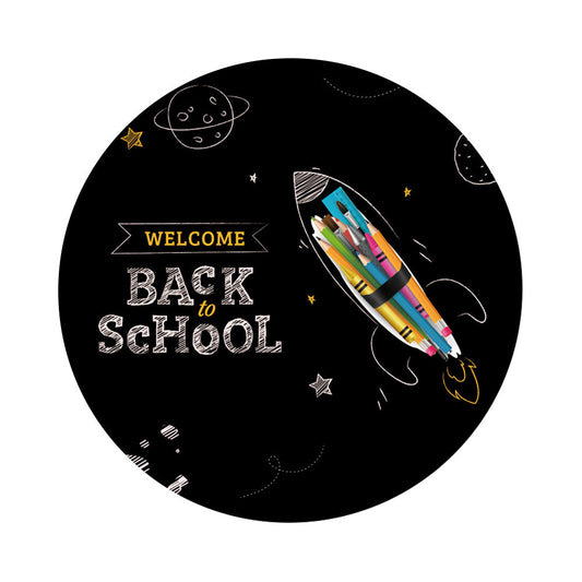 Back to School Chalk Drawing Round Backdrop Cover