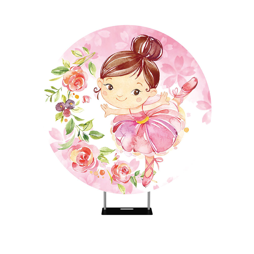 Ballerina Girls Theme Round Backdrop Cover