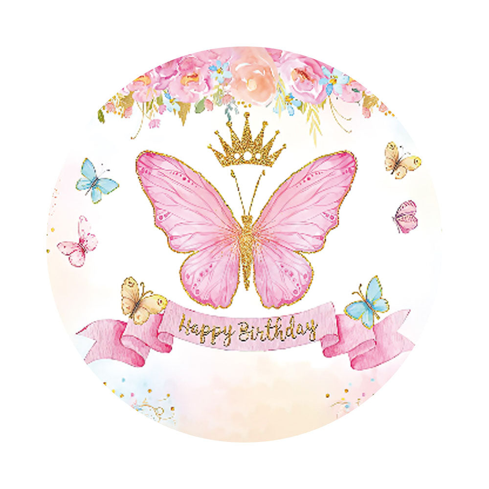 Birthday Butterfly Round Backdrop Cover