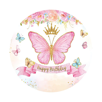 Birthday Butterfly Round Backdrop Cover