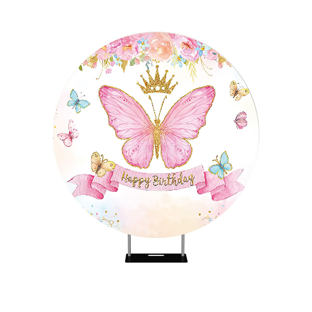 Birthday Butterfly Round Backdrop Cover