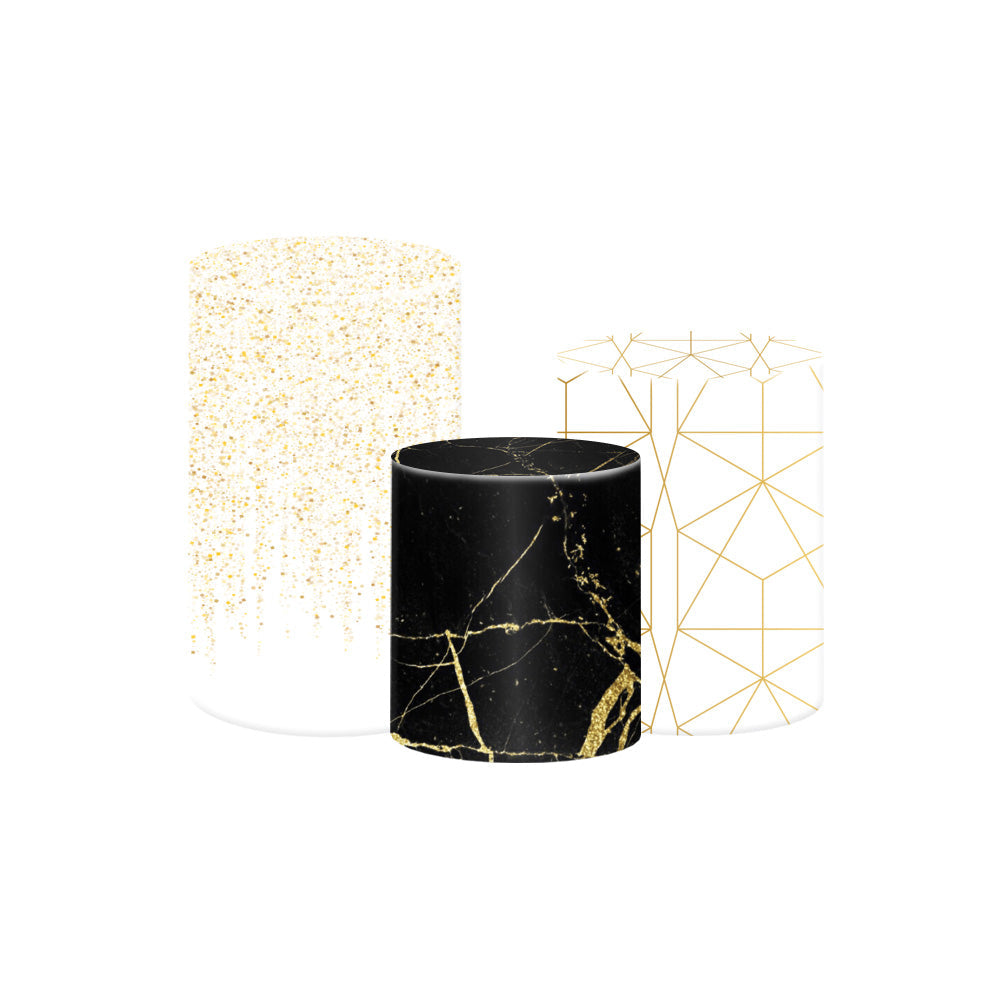 Photo of Black White and Gold Marbling Pedestal Cylinder Cover