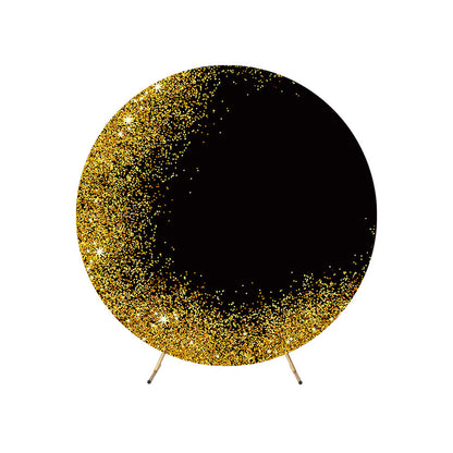 Bokeh Gold and Black Glitter Round Backdrop Cover