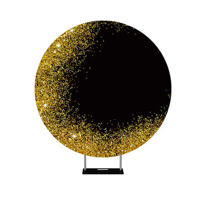 Bokeh Gold and Black Glitter Round Backdrop Cover