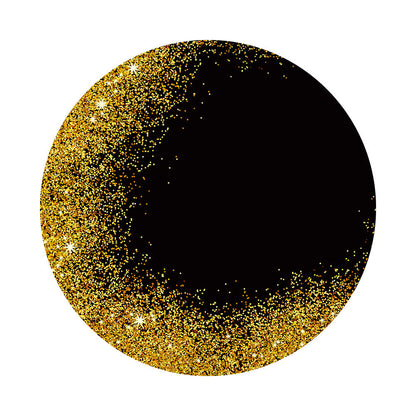 Bokeh Gold and Black Glitter Round Backdrop Cover