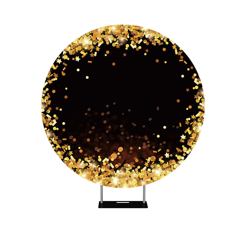 Bokeh Golden Glitter Round Backdrop Cover