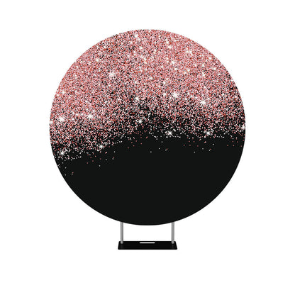 Bokeh Pink and Black Glitter Round Backdrop Cover