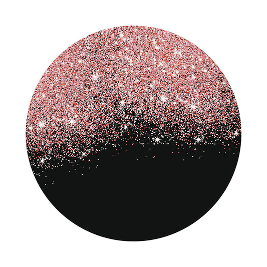 Bokeh Pink and Black Glitter Round Backdrop Cover