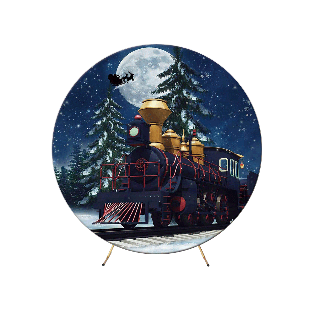 Christmas Night Personalized Round Backdrop Cover