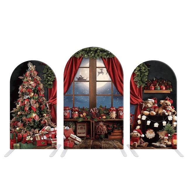 Christmas Night Red Window Chiara Wall Arch Backdrop