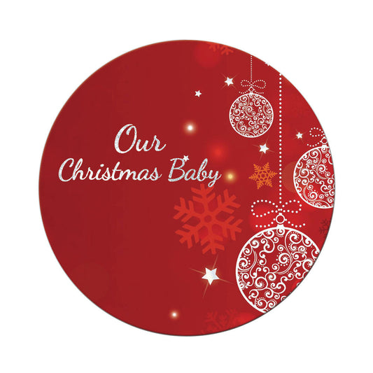 Christmas Red Ball Circle Round Personalized Backdrop Cover