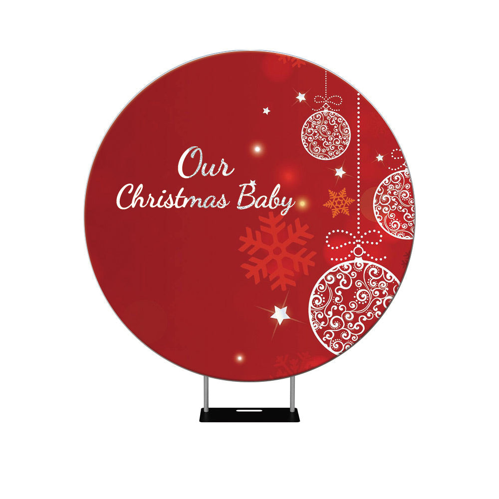 Christmas Red Ball Circle Round Personalized Backdrop Cover