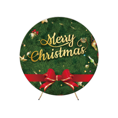 Christmas Tree with Gold Circle Personalized Backdrop Cover