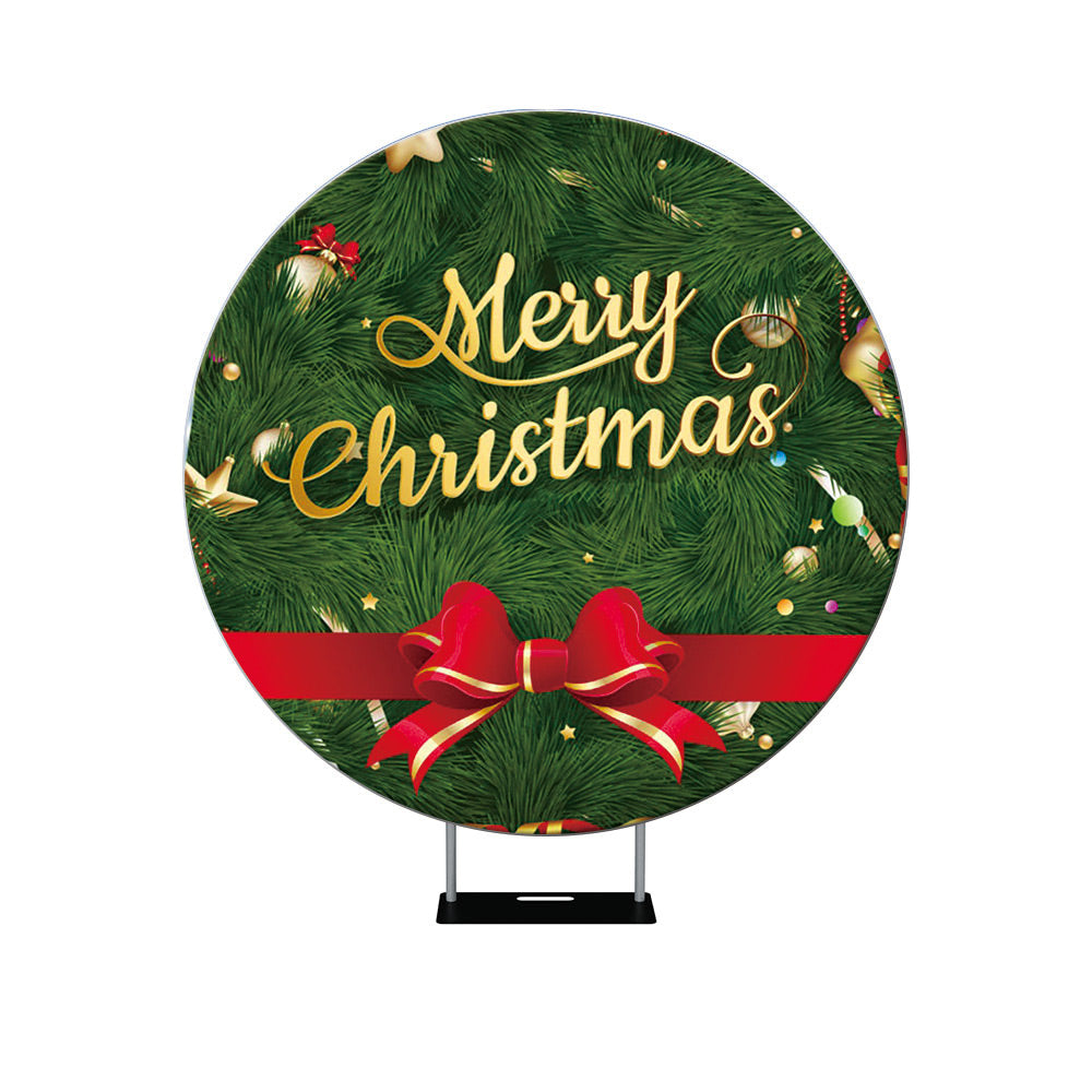 Christmas Tree with Gold Circle Personalized Backdrop Cover