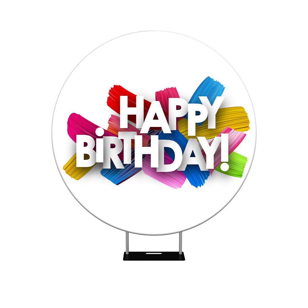 Colorful Birthday Round Backdrop Cover