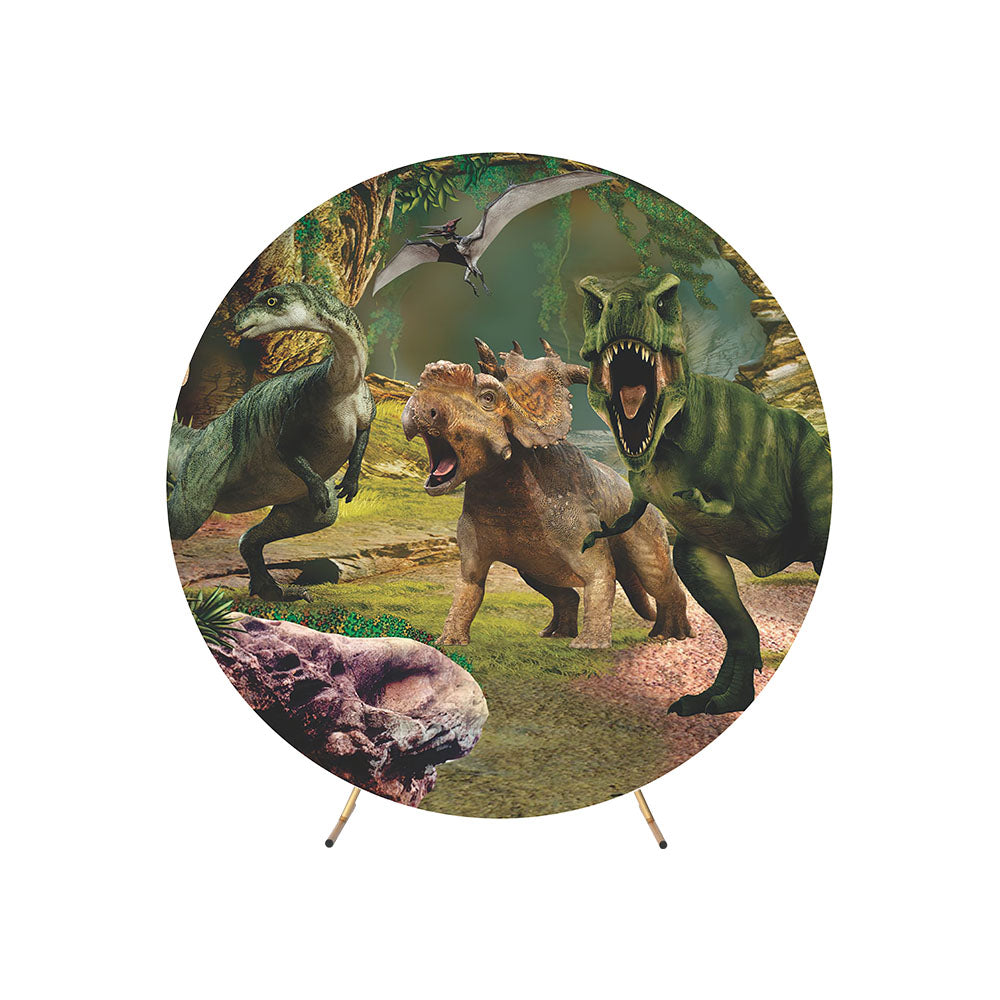 Dinosaur Park For Boys Round Backdrop Cover