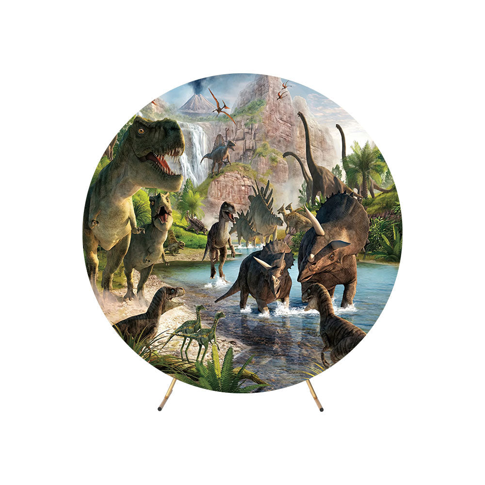 Dinosaur Theme Party Round Backdrop Cover