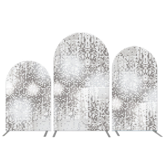 Photo of Fabric Silver Sequin Trio Chiara Wall Backdrop