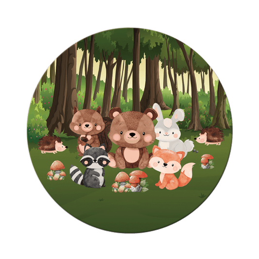 Forest Wild One Safari Personalized Round Backdrop Cover