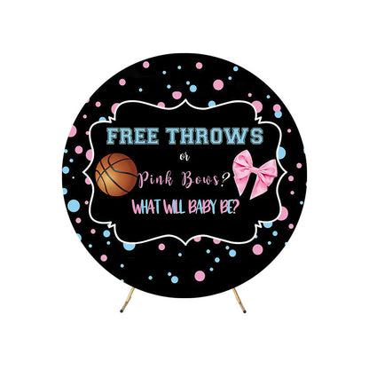 Gender Reveal Basketball or Bow Round Backdrop Cover