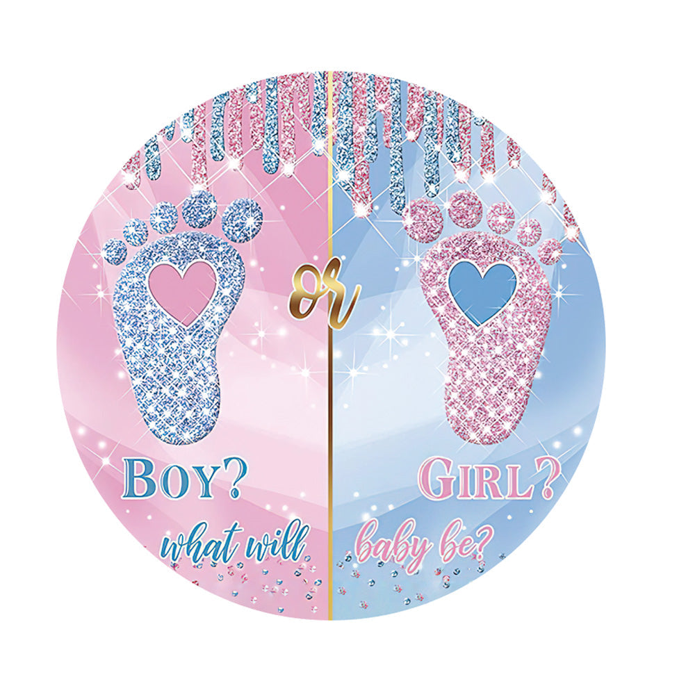 Gender Reveal Blue or Pink Diamond Circle Backdrop Cover