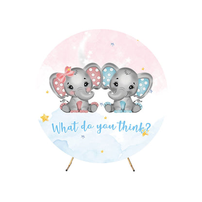 Gender Reveal Elephant for Round Backdrop Cover