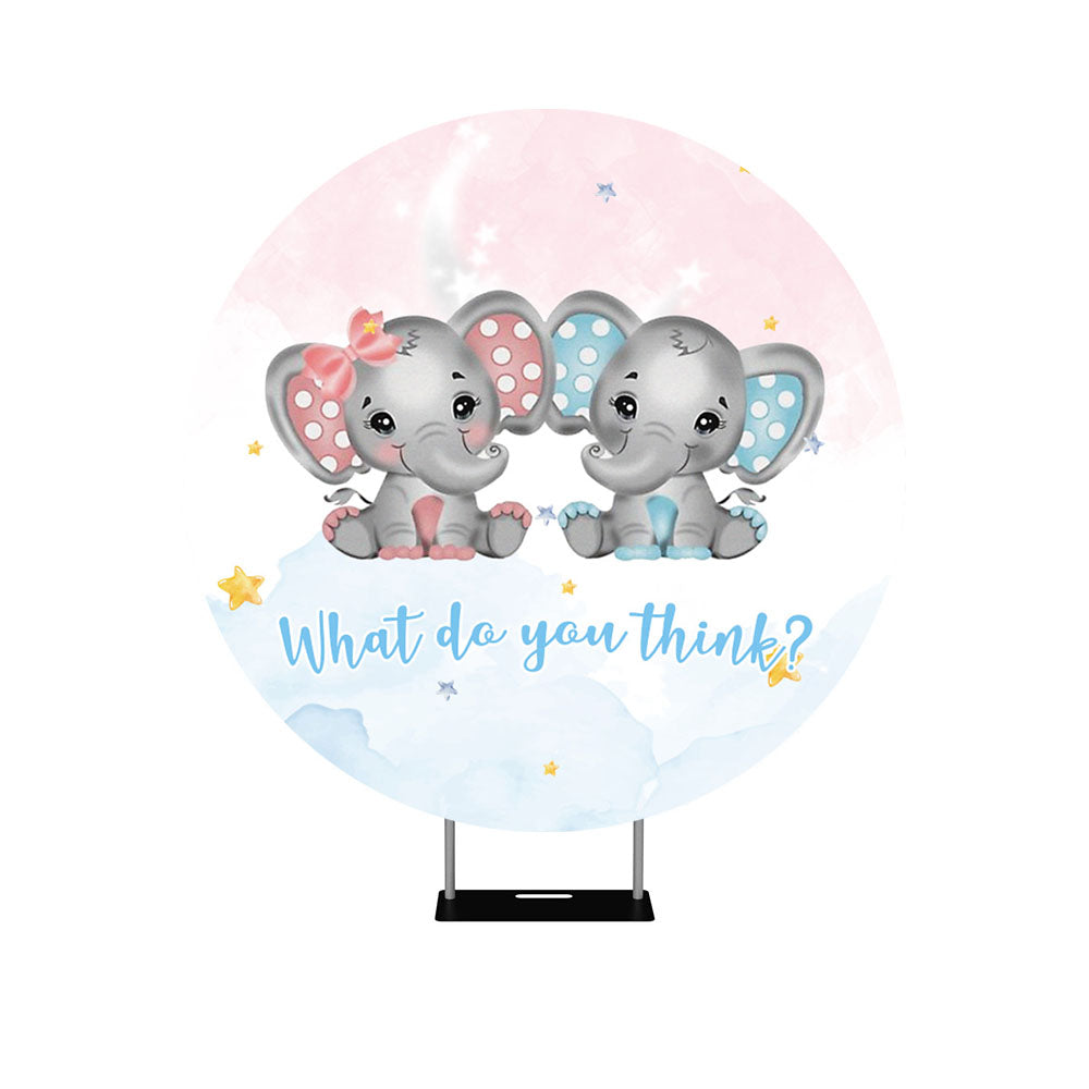 Gender Reveal Elephant for Round Backdrop Cover