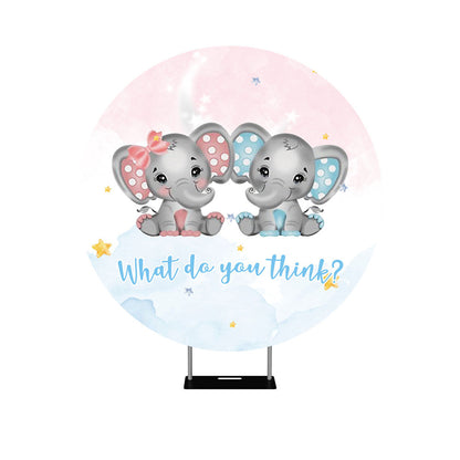 Gender Reveal Elephant for Round Backdrop Cover