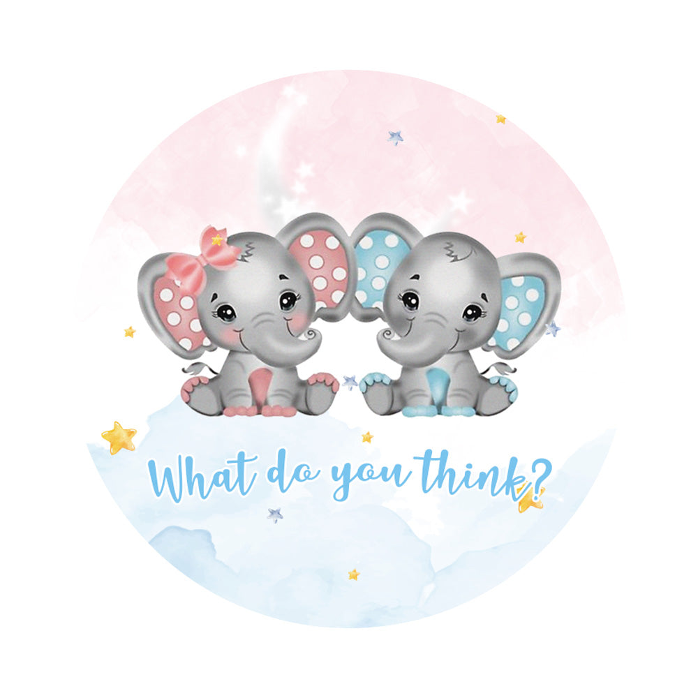 Gender Reveal Elephant for Round Backdrop Cover