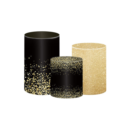 Photo of Glitter Black Gold Sparkle Pedestal Cylinder Cover