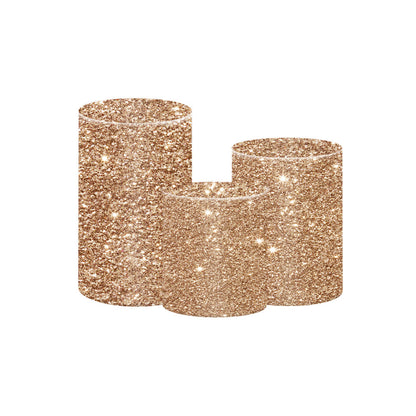 Photo of Glitter Gold Round Cylinder Pedestal Set