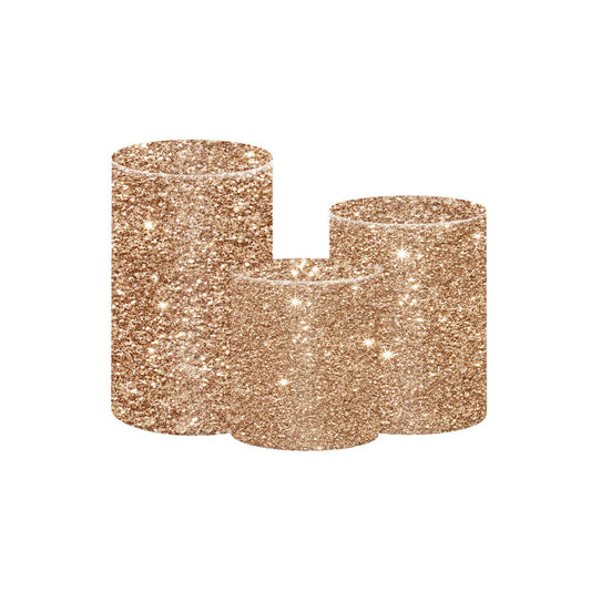 Photo of Glitter Gold Round Cylinder Pedestal Set
