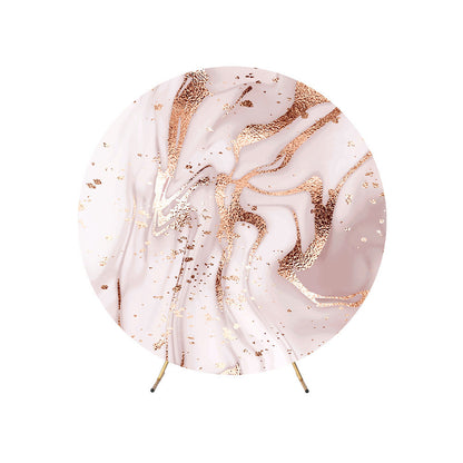 Golden Pink Marbling Round Backdrop Cover